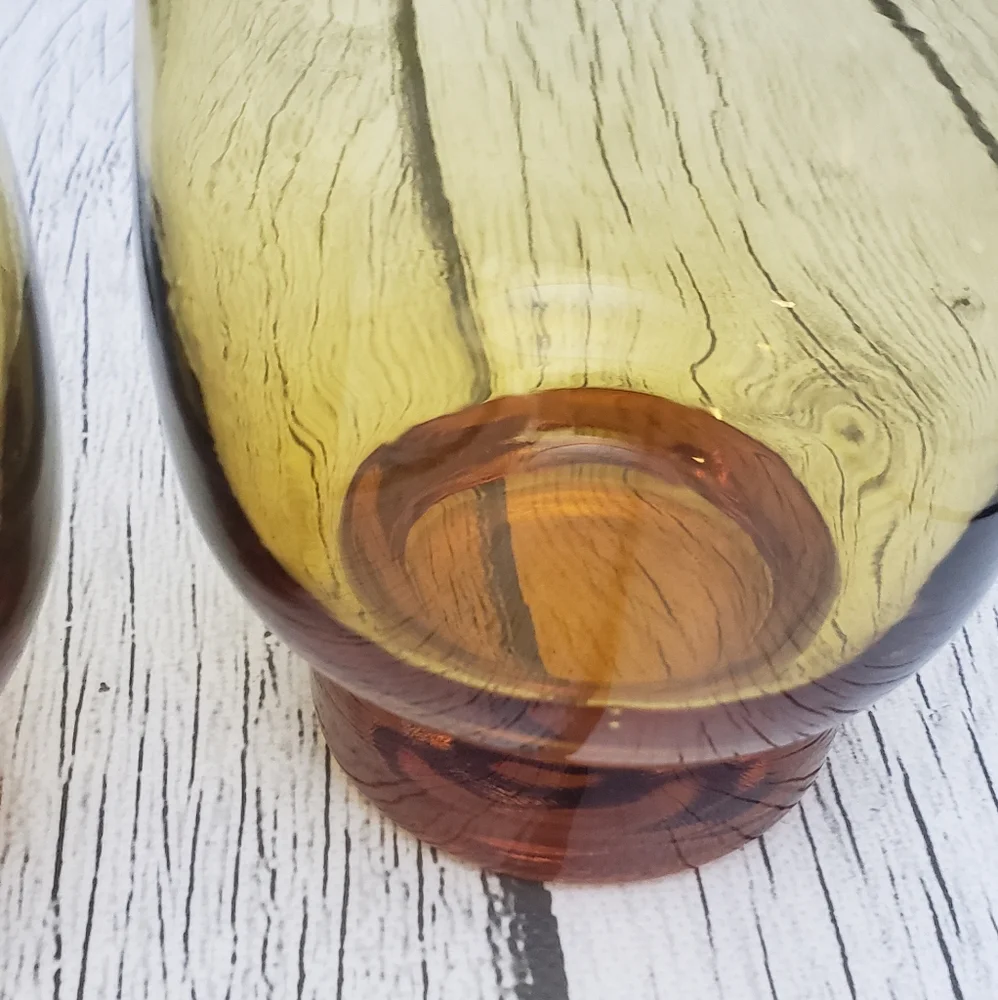 2 pc Vintage Tulip Libbey Amber Glasses - Picture 5 of 8